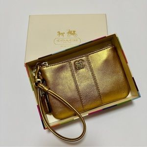 Coach Julia Spotlight Bronze Leather Wristlet New in Gift Box